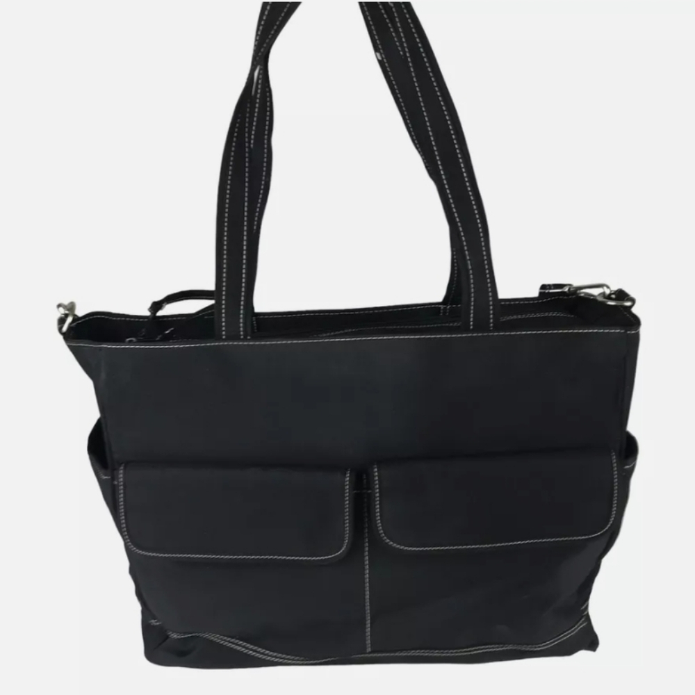 Kathy Van Zeeland Womens Black Multiple Pockets Double Handles Tote Bag EUC - Picture 3 of 11